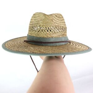 NWT Free Authority Adjustable Natural Straw Fabric Panama Sun Hat One Size